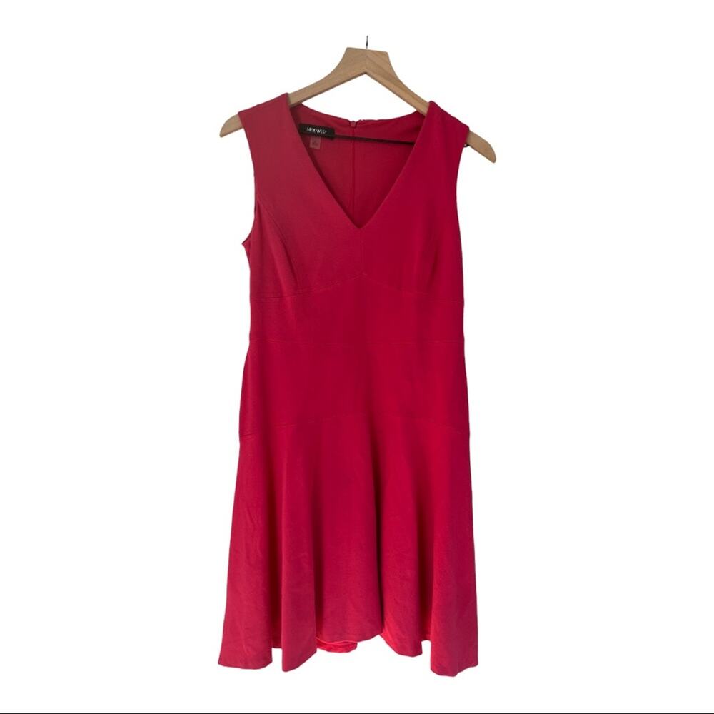 Nine West Pink V-Neck Sleeveless Fit and Flare Dress Size 6